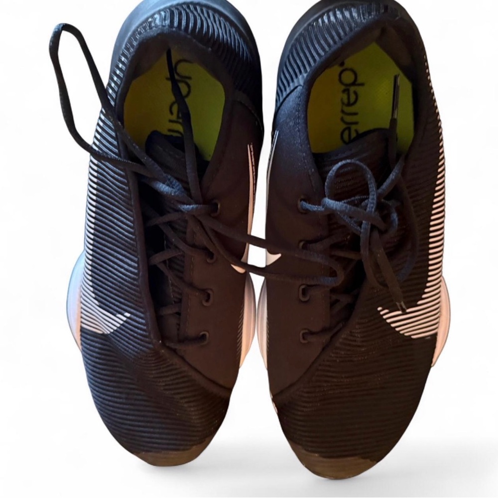 Nike Black Sneakers with White Swoosh and Neon Green Insole